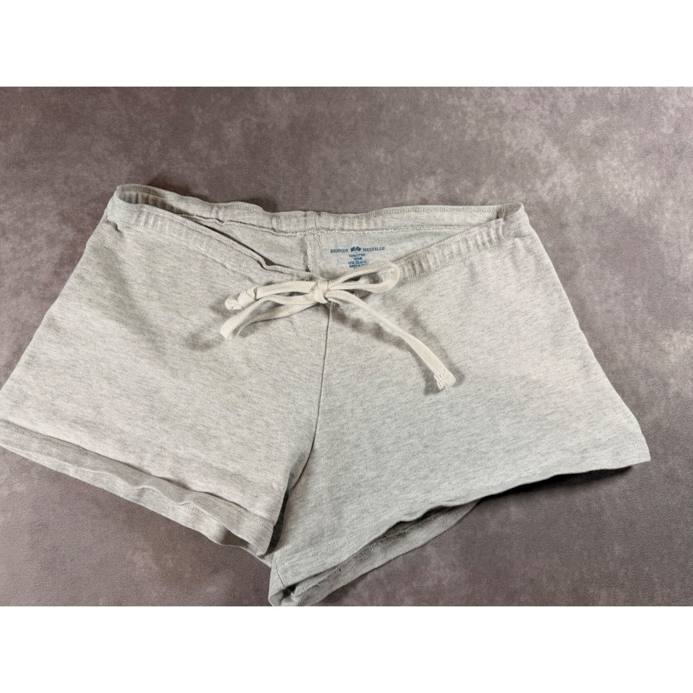 Brandy Melville Grey Marl Cotton Drawstring Sweat Shorts One Size Made in Italy